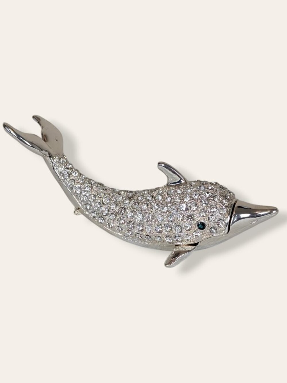White Rhinestone Dolphin Trinket Box
